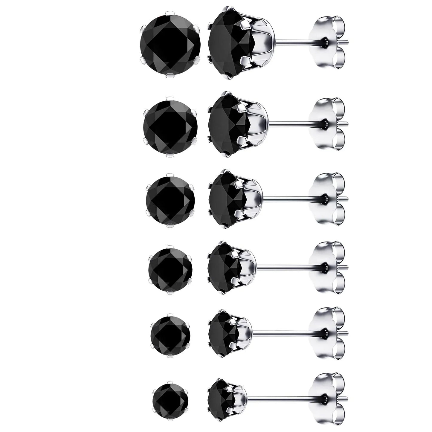 1 Pair 3mm-8mm Medical Stainless steel Crystal Zircon Ear Studs Earrings For Women/Men 4 Prong Tragus Cartilage Piercing Jewelry