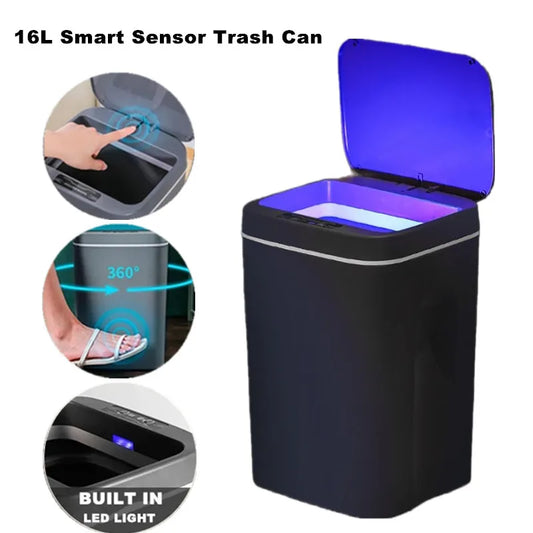Touchless 16L Sensor Trash Can - Smart Waterproof Kitchen  Bathroom Wastebin