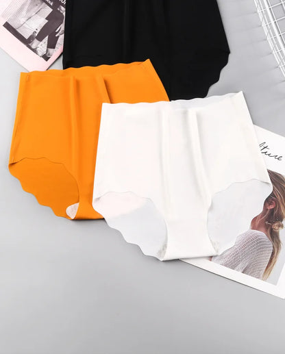 Ice Silk Panties High Waist Underwear Women Belly Seamless Breathable Briefs Girls Large Size Solid Color Sexy Lingeries Ladies