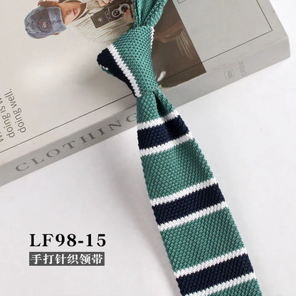 Narrow Striped Knitted Necktie for Men - Retro Korean Style Casual Cravat Accessory