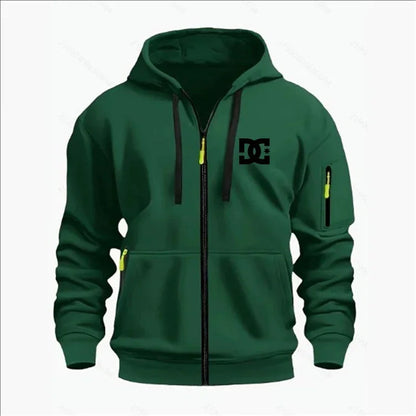 Spring and Autumn Men's Casual Sports Hoodie, Fashionable Arm Pocket Drawstring Hoodie Men's Loose Long-sleeved Shirt Pullover