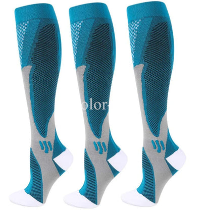 Compression Sports Socks - 3 Pairs Anti Slip Knee High Socks for Football & Basketball