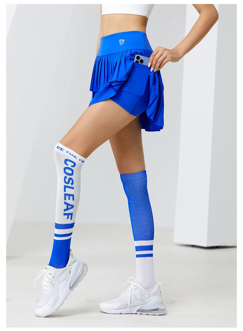 Women Sports Mini Pleated Skirt Golf Tennis Skirts High Waist Double Layer Gym Fitness Running Yoga Athletic Workout Skort