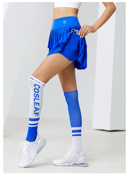 Women Sports Mini Pleated Skirt Golf Tennis Skirts High Waist Double Layer Gym Fitness Running Yoga Athletic Workout Skort