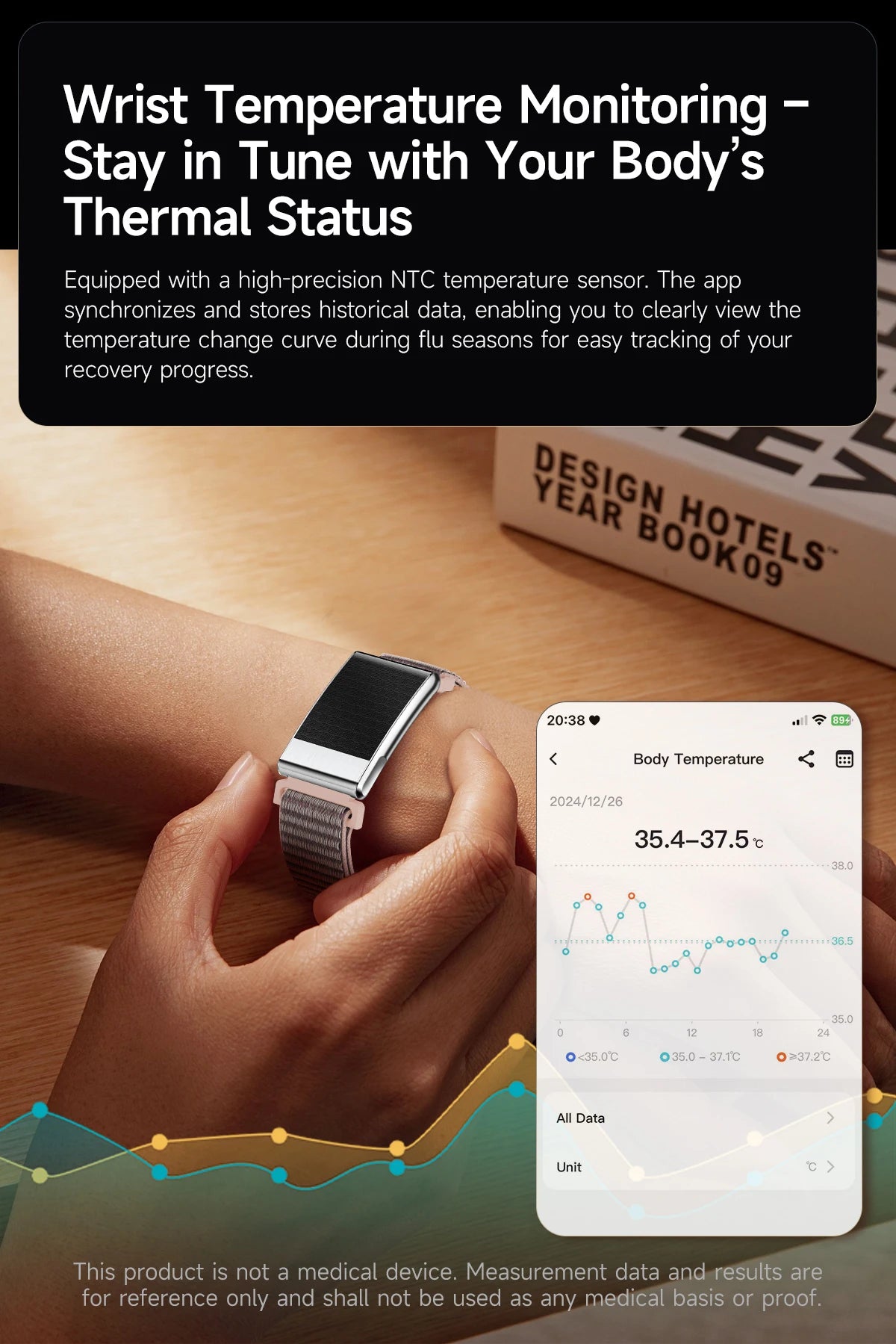 New No Screen Health Bracelet Precise Heart Rate Blood Pressure ECG Monitor Call Reminder Smart Watch Sport Band Fitness Tracker