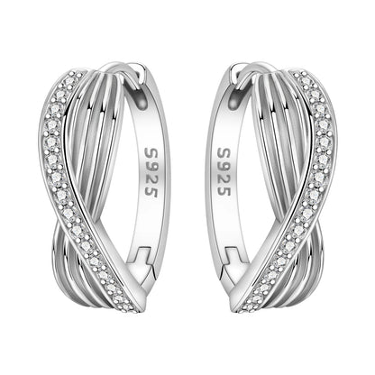 Orstarry S925 Sterling Silver Square Chain With Stone Inlaid Earrings Hoop Earrings For Women Jewelry Original Party Trendy Gift