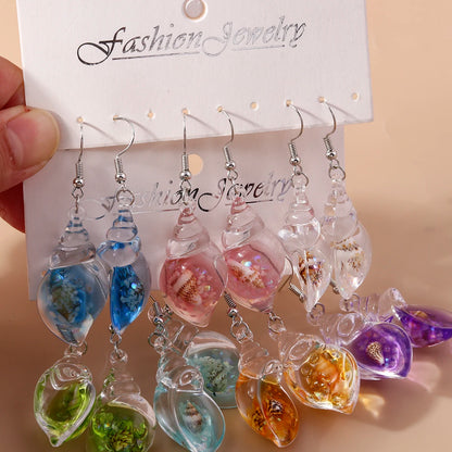 Aihua Colorful Resin Summer Beach Shell Conch Earrings for Women Girls Vacation Earrings Brincos Sweet Jewelry Gifts