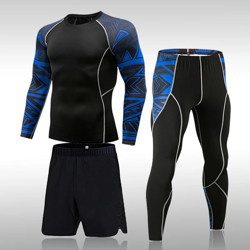 Men's Compression Gym Tights - Muscle Support Workout Pants | Quick Dry Sportswear Set