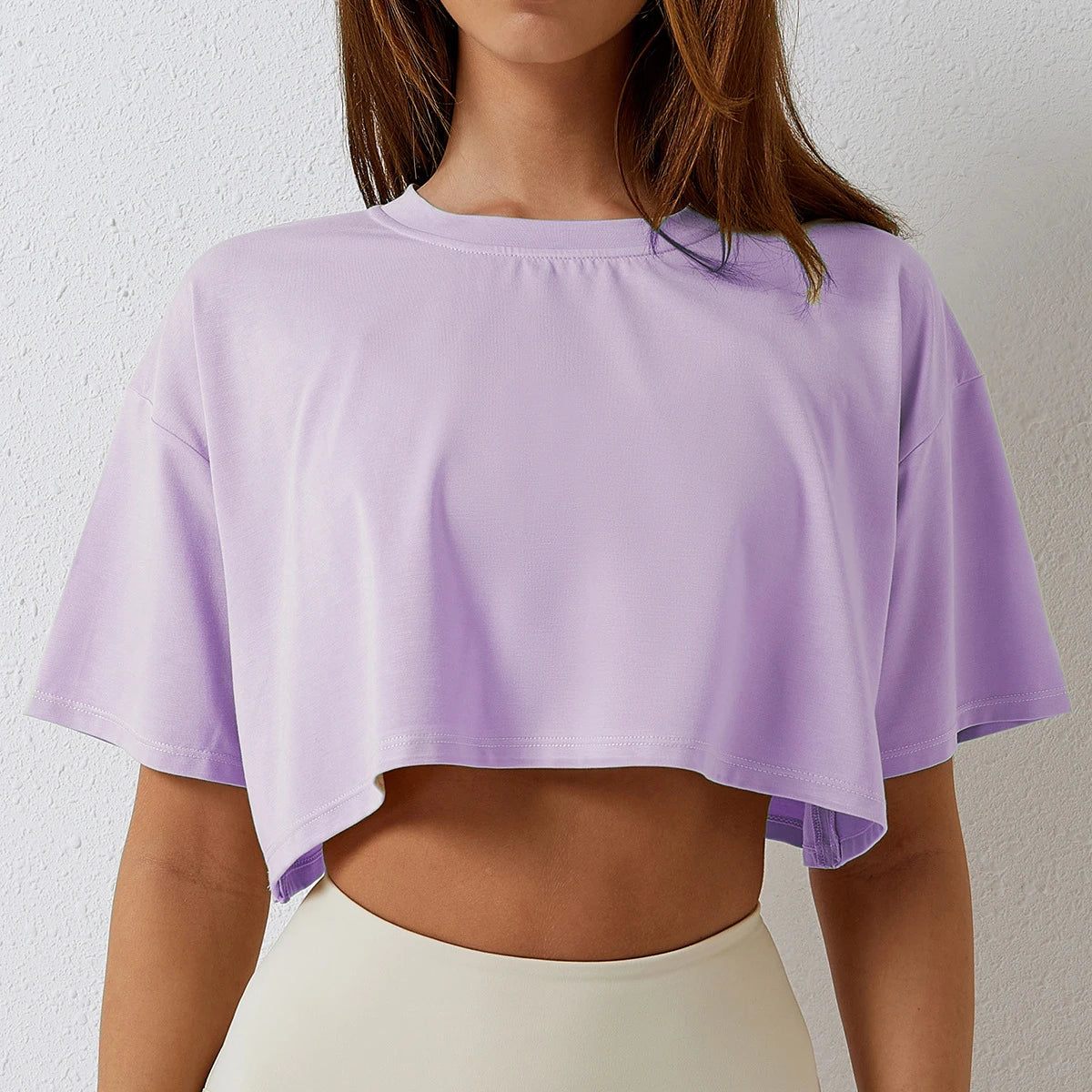 Women's Cotton Crop Top – Yoga & Fitness Short-Sleeve Workout Tee