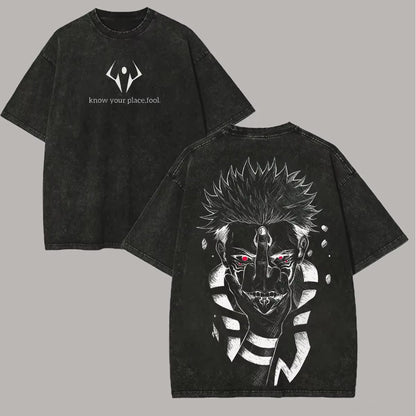 Jujutsu Kaisen T Shirt Men Women Tshirt Gojo Satoru Washed Cotton T-shirt Clothing Summer Short Sleeve Oversized Tees Streetwear