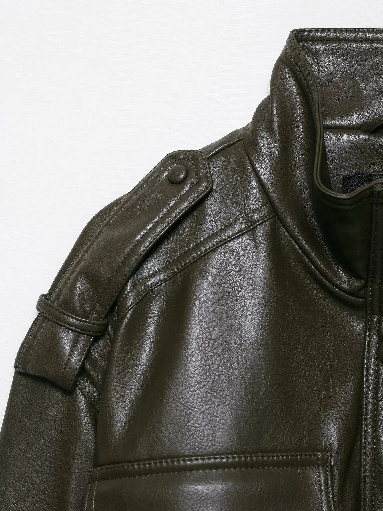 Faux Leather Jackets - Women's Casual Zipper Outerwear Coats With Turtleneck Collar