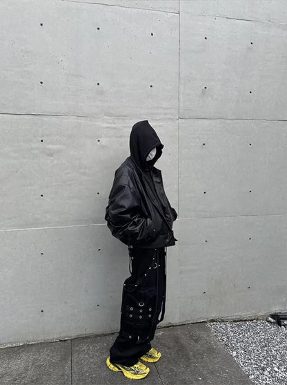 Mauroicardi Autumn Winter Oversized Cool Black Thickened Warm Pu Leather Jacket Men Hood Luxury Designer Fake 2 Clothes