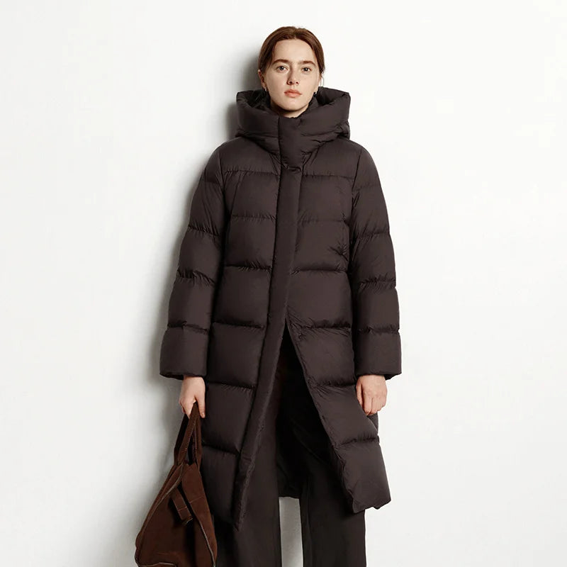 Women Down Jacket - Lightweight Waterproof Winter Coat With Self Heating Lining & Hood