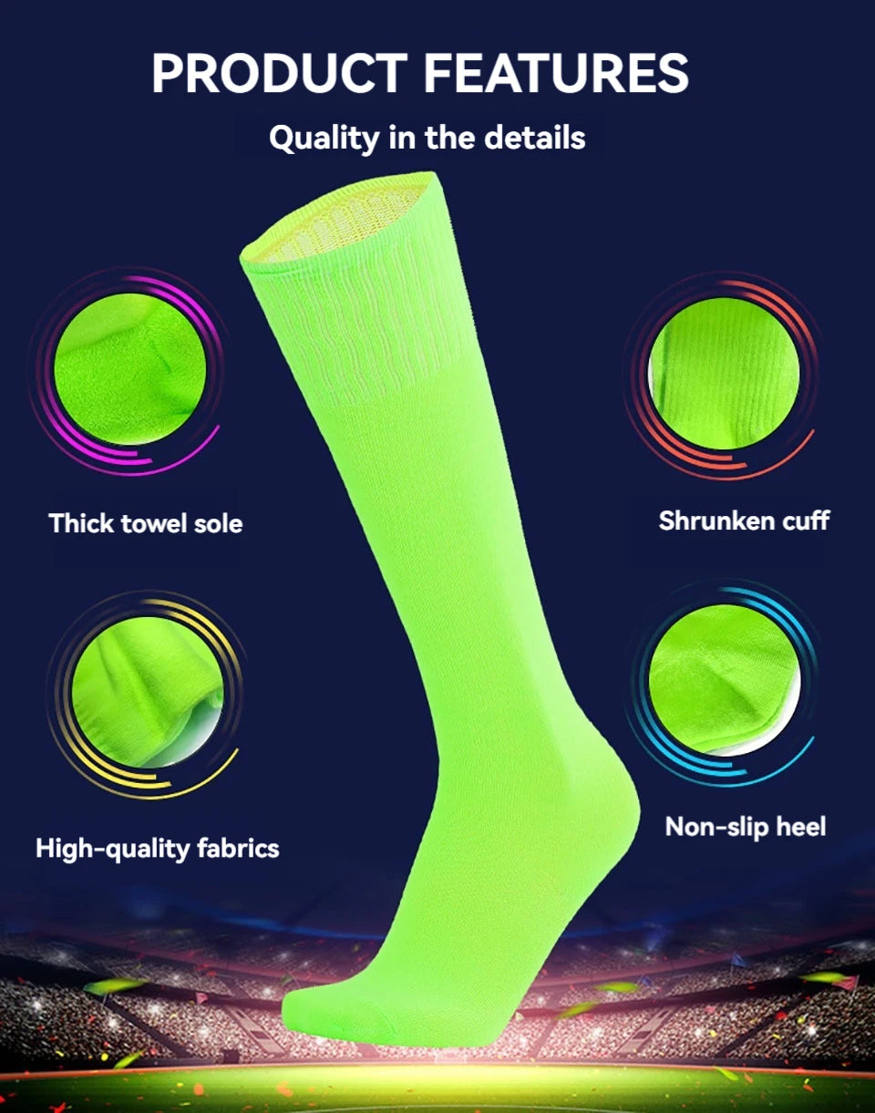 Loogdeel Football Soccer Socks Breathable Sports Rugby Stockings Over Knee High Volleyball Baseball Kids Adults Long Socks