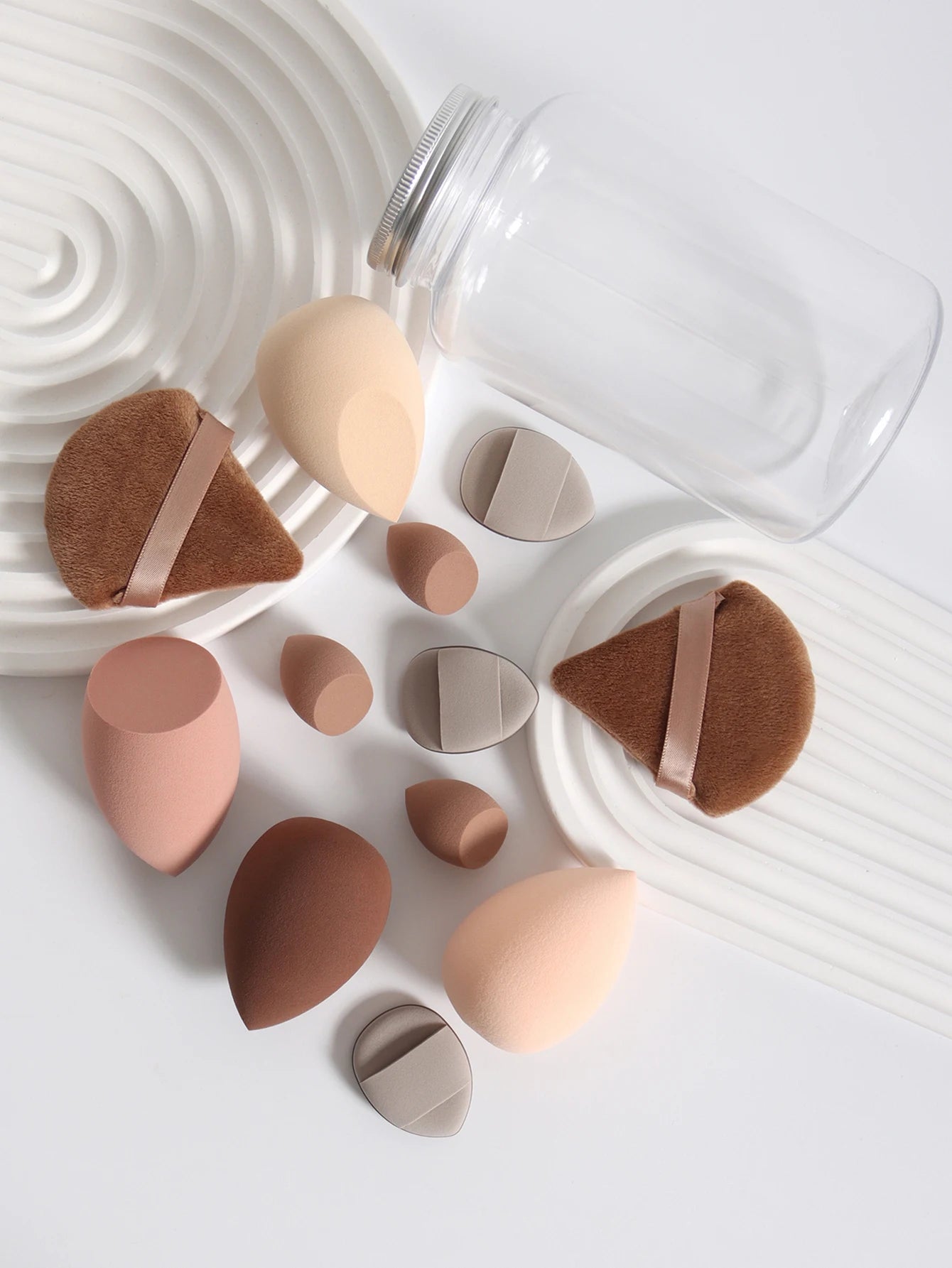 Makeup Sponge Set – 12 Piece Latex Free Sponges with Storage Jar for Wet Dry Use