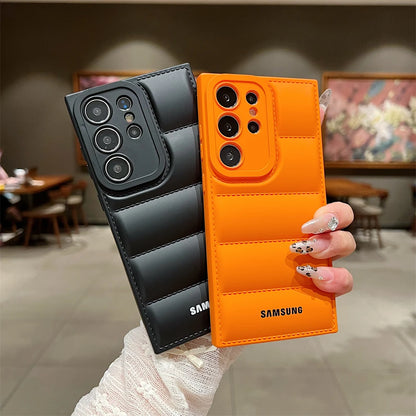 Wave Puffer Down Jacket Phone Case Samsung S26 S25 S24 S23 S22 Ultra S21 Plus Note 20 A72 A54 Solid Color Shockproof Soft Cover