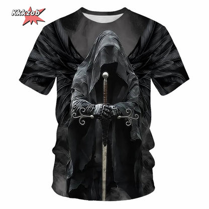 Gothic Skull T-Shirt - 3D Printed Casual Short Sleeve Top - ZOOMNSTORE