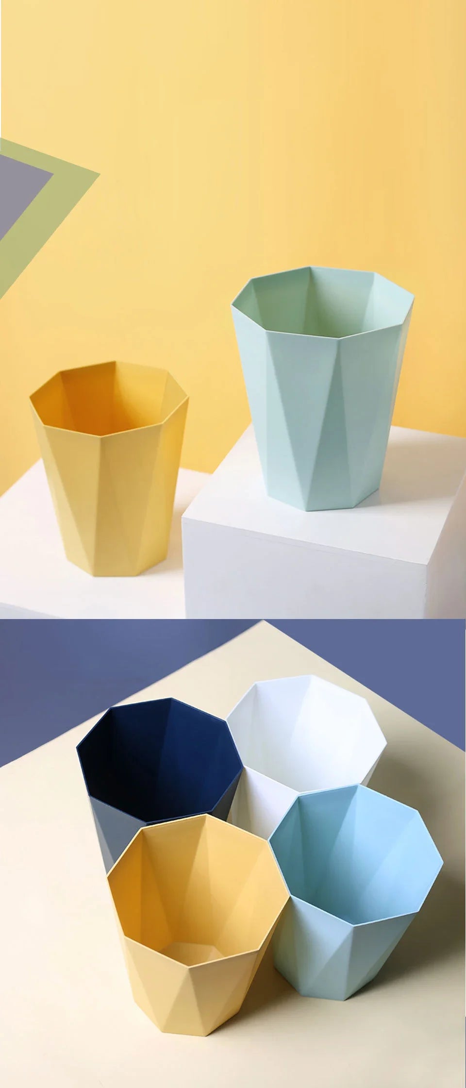 Large Plastic Trash Can - Multi-Purpose Open Basket for Bathroom Kitchen Office