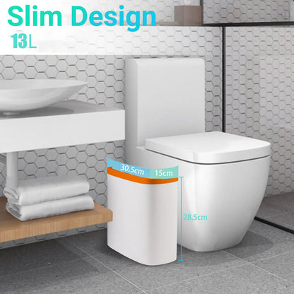 Touchless Motion Sensor Trash Can - Automatic Waterproof Slim Garbage Bin for Bathroom and Kitchen