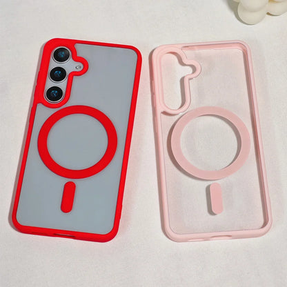 Frosted Magnetic Phone Case for Samsung Galaxy S26 Ultra S25 Edge S24 S23 FE S22 Plus for Magsafe A57 A37 A17 A07 A56 A36 Cover