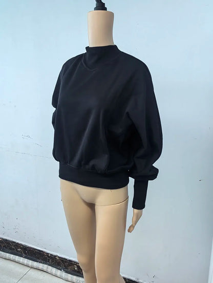 Fashion Waist Cinched Cropped Sweatshirts Women Autumn Harajuku Casual Oversized Pullover Lady Gray Long Sleeve Crewneck Hoodies