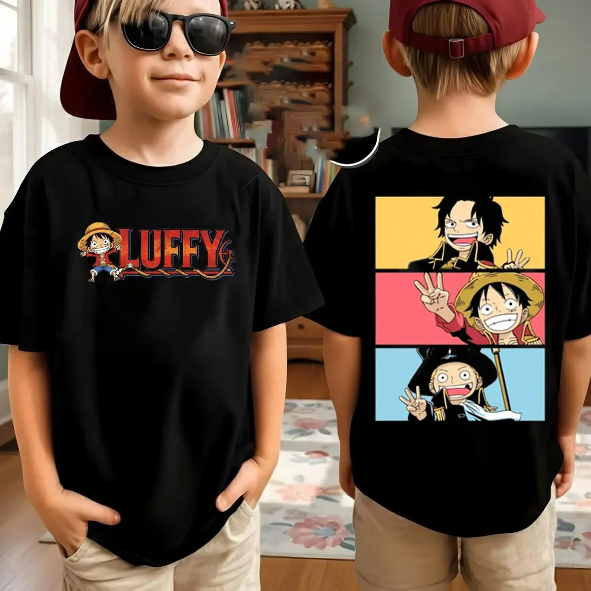 One Piece Japanese Anime Printed Men's T-Shirt Roronoa Zoro Boy Children's Harajuku Short Sleeve Kids Luffy T-shirt Clothing