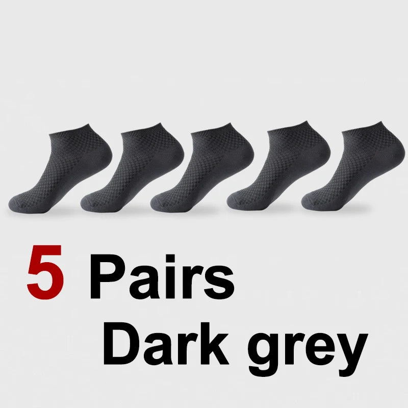 1/5 Pairs Men Bamboo Fiber Business Ankle Socks Spring Summer Lightweight Breathable Odor Proof Sweat Absorbing Leisure Socks