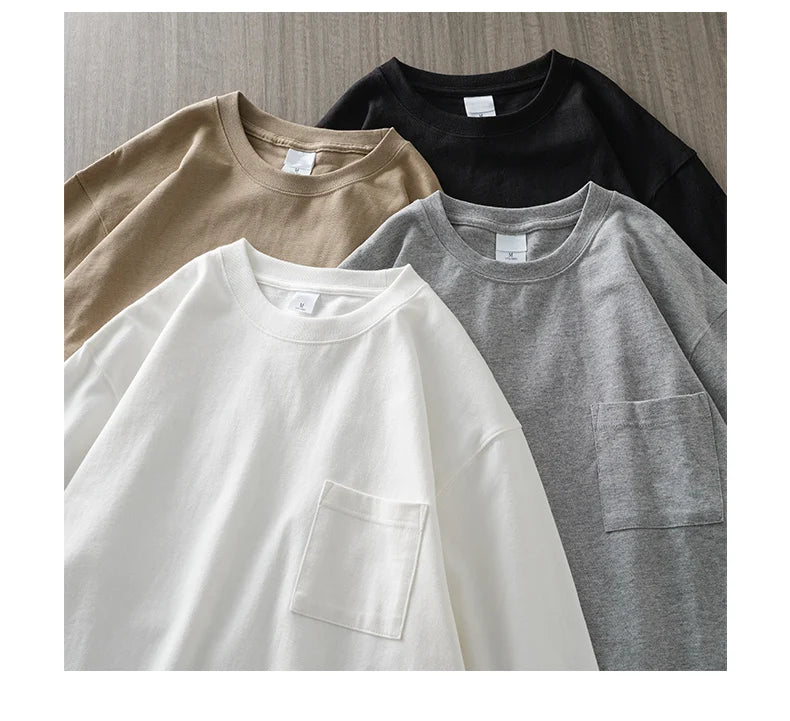 Men's Long Sleeve T Shirt - DUKEEN Heavyweight Cotton Crew Neck Casual Tee