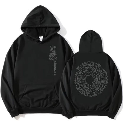 HarryStyles KISS ALL THE TIME. DISCO, OCCASIONALLY.  Hoodies Album Design Graphic Print Sweatshirts Women Clothing Fleece Hoodie
