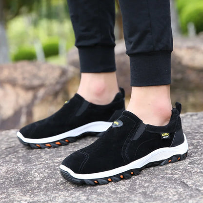 New Casual Shoes Men Sneakers Outdoor Walking Shoes Loafers Autumn Slip On Suede Leather Male Footwear Plus Size 48 49 50 MSH004