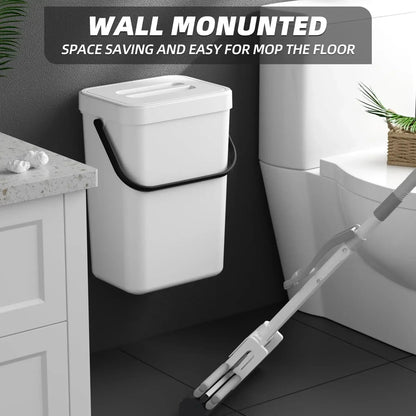 Hanging Small Trash Can with Lid - Under-Sink Food Waste Bin for Kitchen and Bathroom