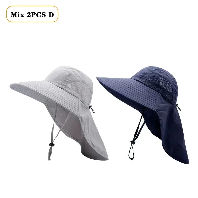 1/2/4PCS Sun Protection Bucket Hat for Men Wide Brim Fishing Cap with Neck Shade Face Flap Lightweight Summer Hiking Camping