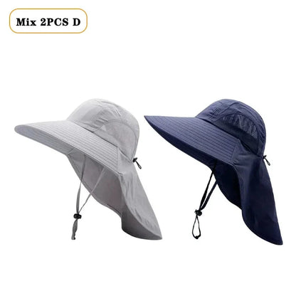 1/2/4PCS Sun Protection Bucket Hat for Men Wide Brim Fishing Cap with Neck Shade Face Flap Lightweight Summer Hiking Camping
