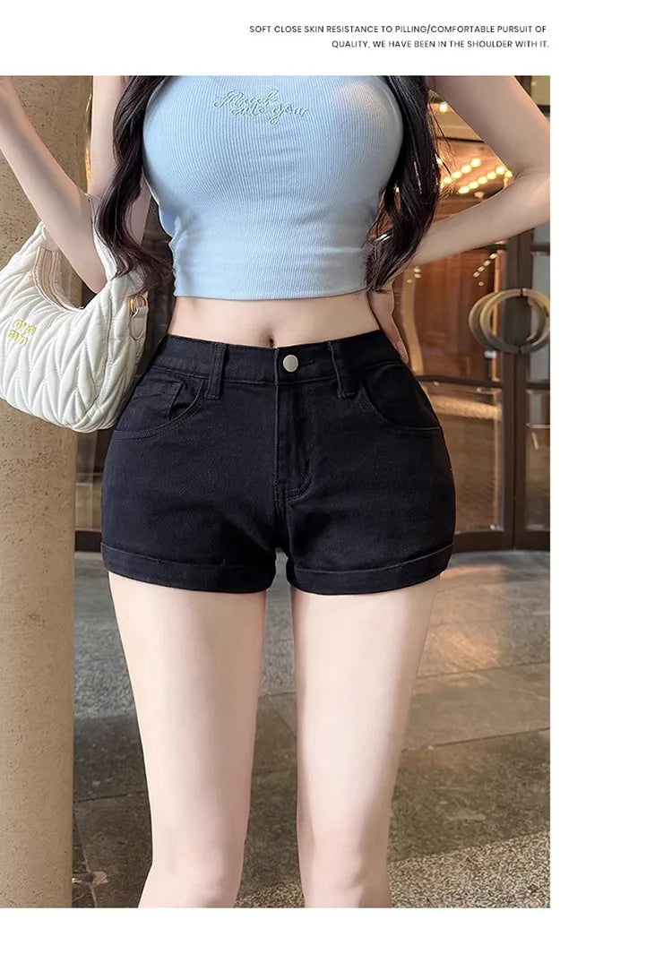 American Sle Hot Girl Low Waist Hip Enhancing Denim orts Women Summer New Slimming Small Size Versatile Hot Pants