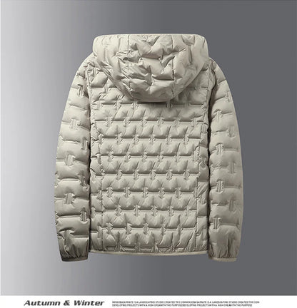 Winter White Down Jacket Men Graphene Self-heating Windproof Pleated Hooded Puffer Jackets Casual Warm Down Coats Male Clothing