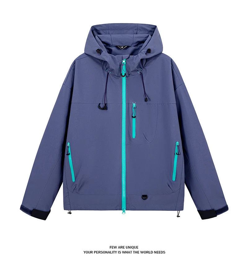 Waterproof Hiking Jacket – Lightweight Polyester Windbreaker With Storm Hood