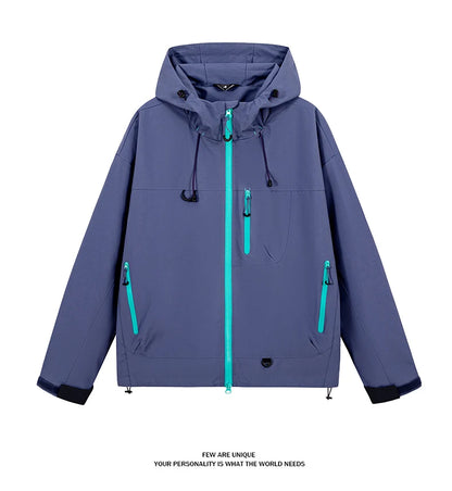 Waterproof Hiking Jacket – Lightweight Polyester Windbreaker With Storm Hood
