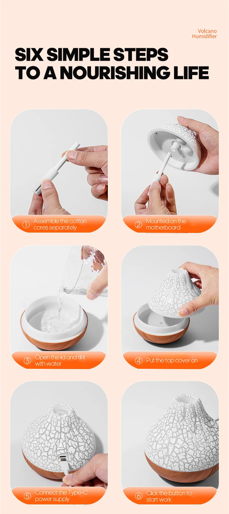 300ml USB Desktop Humidifier - Colorful Mist Diffuser  Air Purifier