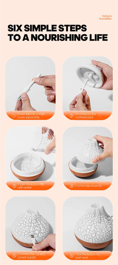 300ml USB Desktop Humidifier - Colorful Mist Diffuser  Air Purifier
