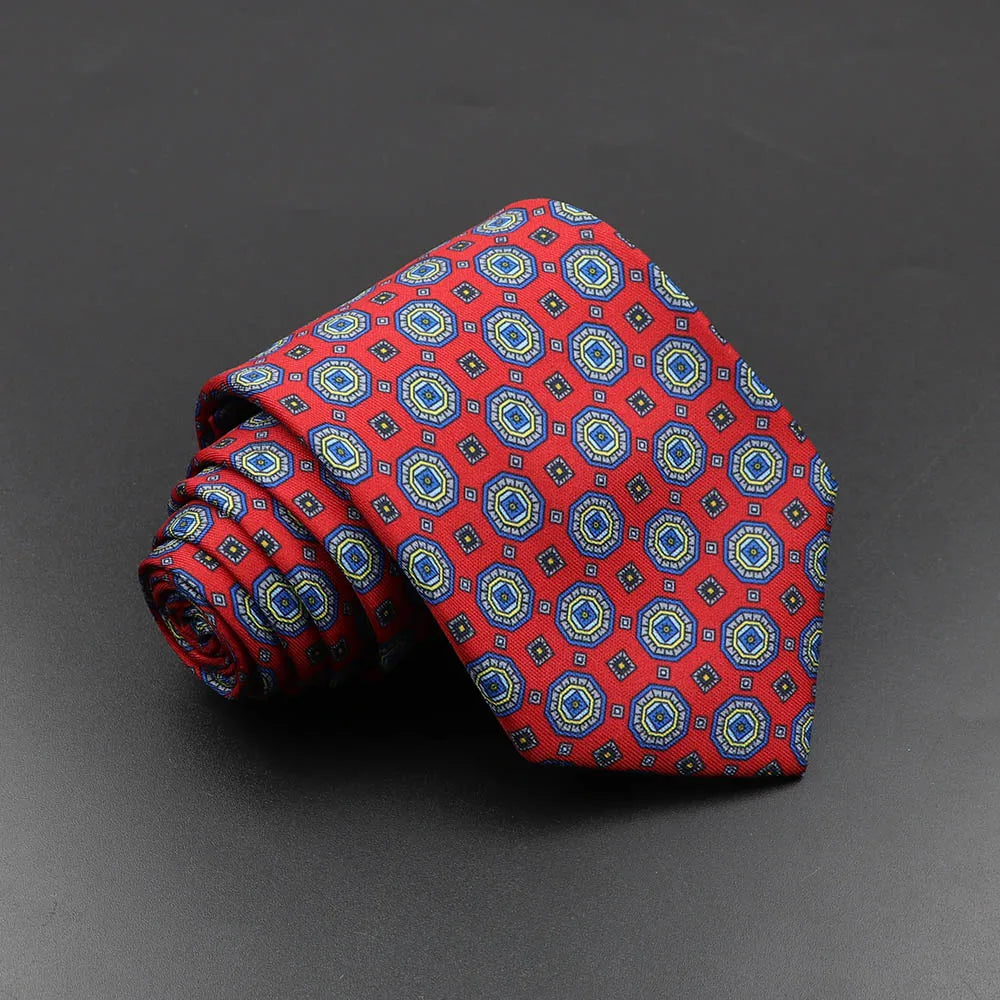 Mens Silk Tie - 75cm Soft Novelty Necktie in Blue Green Orange Floral Pattern