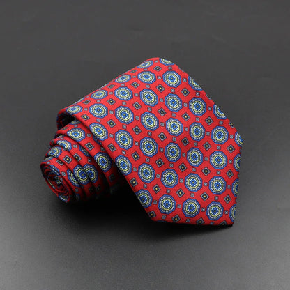 Mens Silk Tie - 75cm Soft Novelty Necktie in Blue Green Orange Floral Pattern