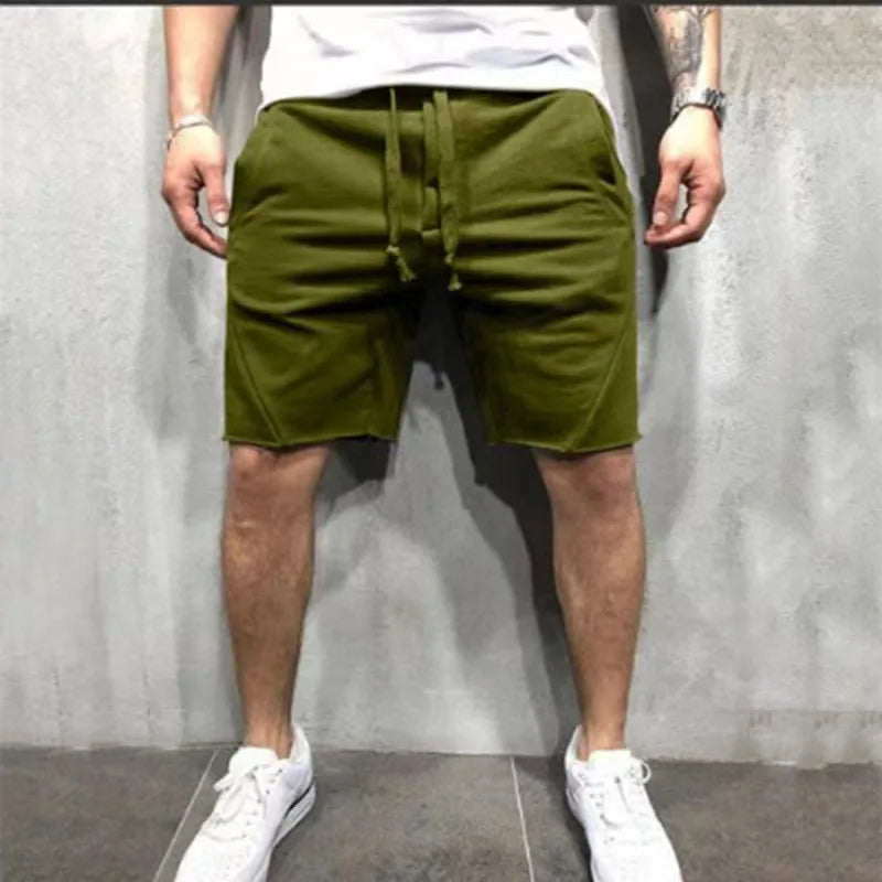 Men's Cargo Shorts – Green Summer Bermuda With Flap Pockets & Drawstring Waist