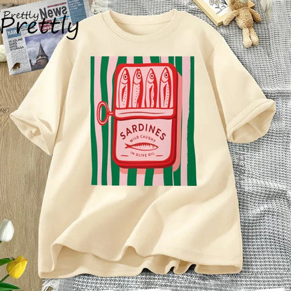 Sardines T-shirt Trend Italy Lovers T Shirt Woman Man Cotton Short Sleeve Harajuku Tshirt Causal Round Neck Womens Clothing
