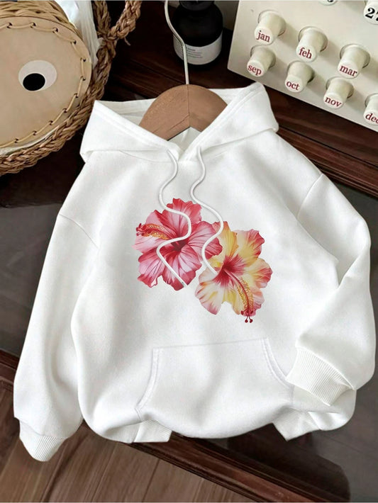 Colorful Floral Pattern Printed Women's Autumn and Winter Round Neck Hoodie Casual Long Sleeved Top Sweatshirt Women's Clothing