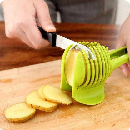 Potato Slicer - Handheld Vegetable Slicer & Tomato Cutter Tool | Plastic Blade Kitchen Accessory