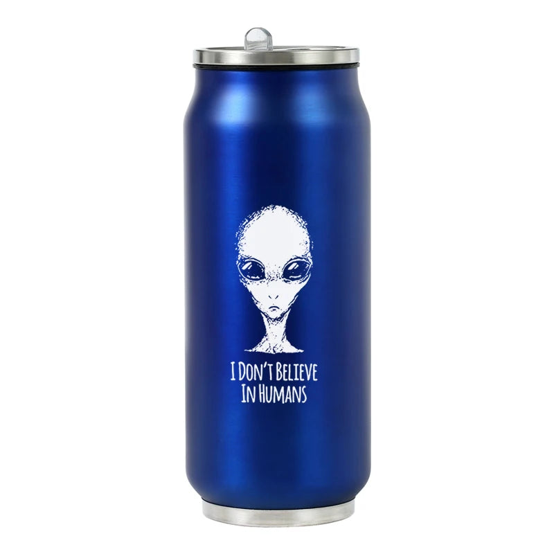 500ML 304 Stainless Steel Cola Can Thermos Custom LOGO Vacuum Cup Flask Portable Double Layers Straw Cup Water Bottle Mug