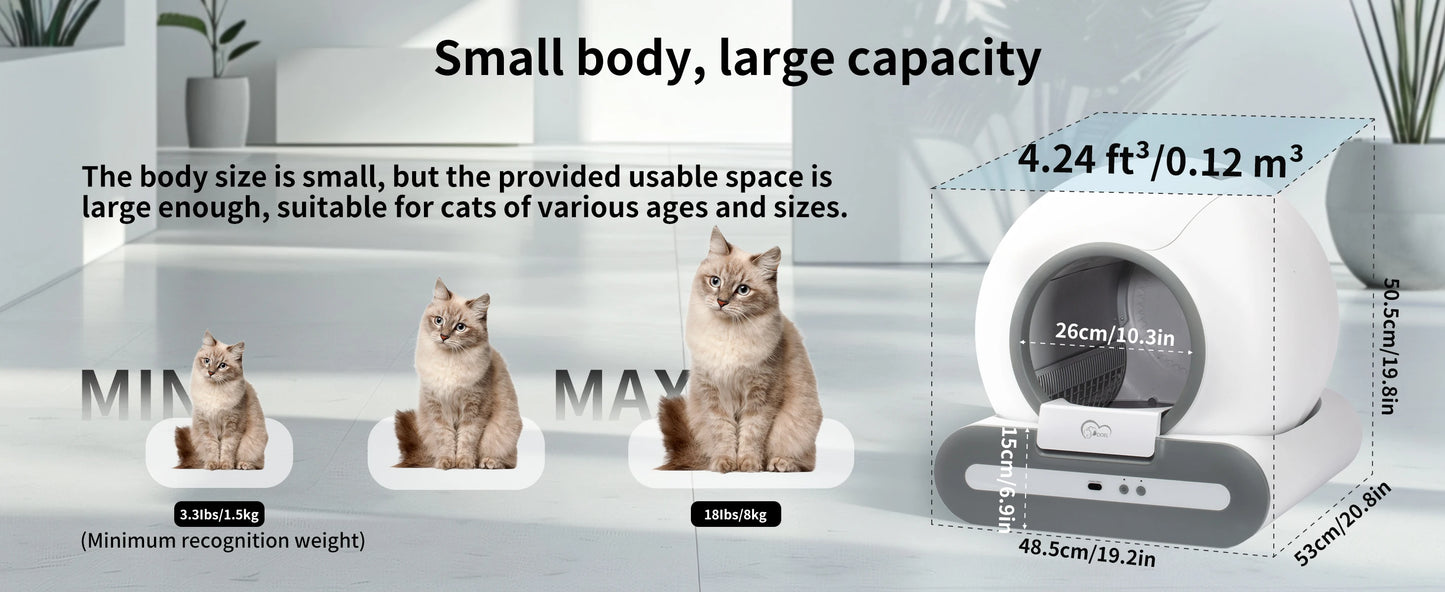 Automatic Self-Cleaning Cat Litter Box with App Control  Litter Mat for Large Cats - ZOOMNSTORE