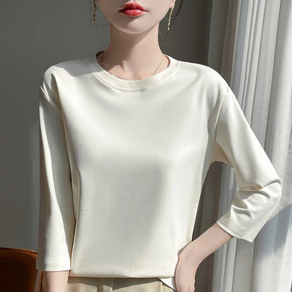 Cropped Mercerized Cotton T-Shirt - 100 Cotton Short Sleeve for Spring  Summer 2023