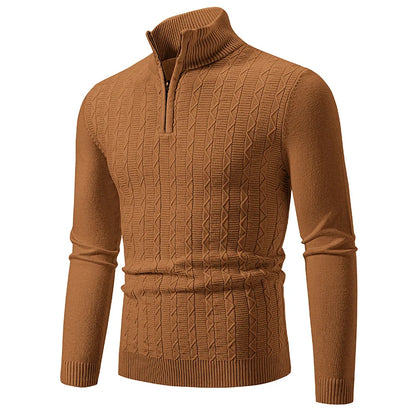 Autumn Winter New Men's Half Zipper Knitted Pullovers Fashion Slim Fit Sweater Men Casual Mock Neck Warm Knit Sweater Pullovers