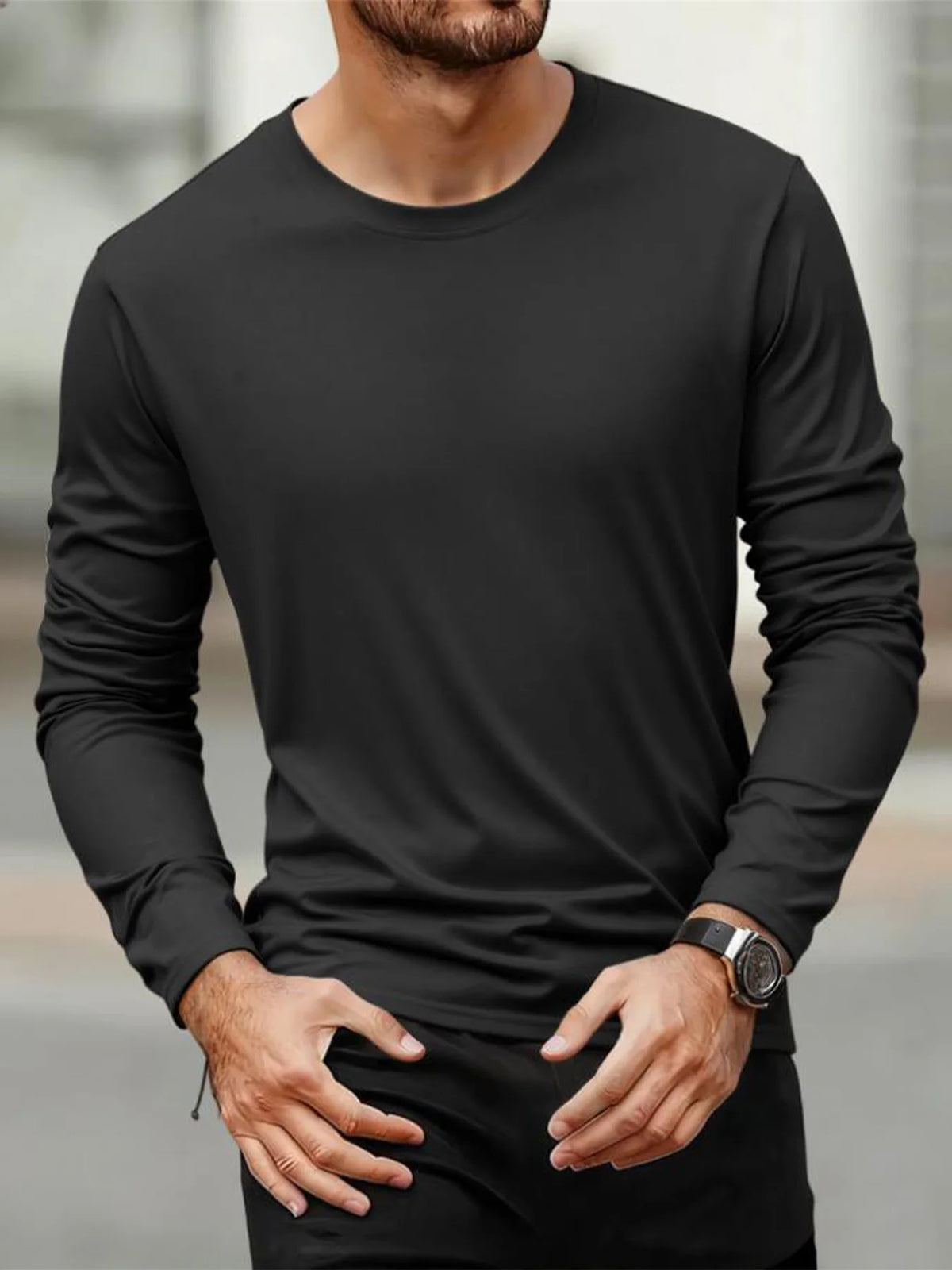 Men's Long Sleeve T Shirts Casual Round Neck Moisture Wicking Tees Male Tops Sports comfortable versatile Men's T-shirts